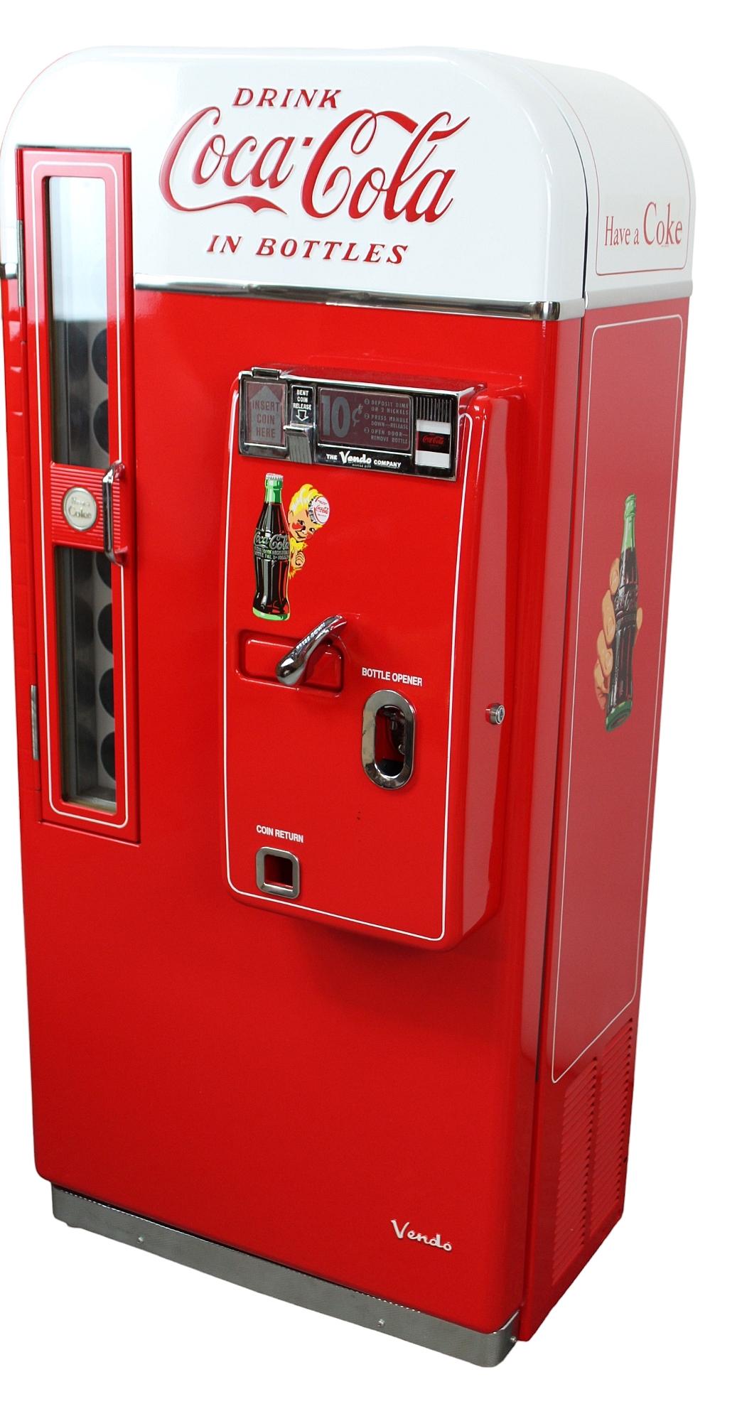 Detail of a restored vintage Coca-Cola vending machine